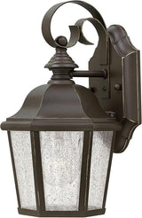 Hinkley Edgewater Small Wall Mount Outdoor Lantern - Aluminum, Clear Seedy Glass, Traditional - Oil Rubbed Bronze | Lumora