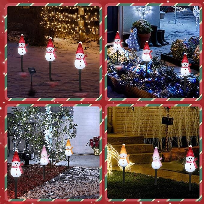 Christmas Pathway Lights Outdoor Snowman Pathway Lights Outdoor Solar Christmas Decorations 3 Pack Solar Pathway Lights Waterproof Snowman Decorations for Garden Yard Decor
