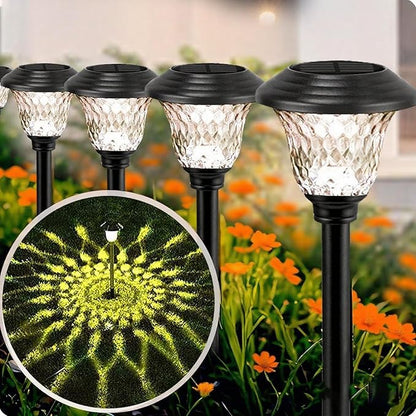 Beau Jardin 8 Pack Solar Pathway Lights White+Color Changing Stainless Steel 3 Mode Outdoor Multicolor Metal Solar Powered Waterproof Glass for Garden Landscape Path Yard Walkway Driveway Black