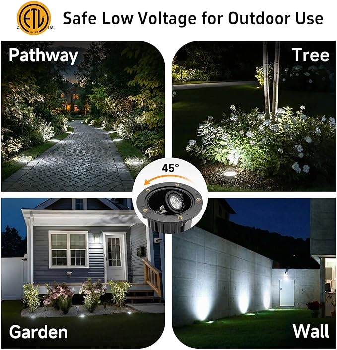 Gardenreet Landscape Low Voltage Well Light - Brass Electric in-Grade Lighting, 12V Wired Replaceable Bulb LED | Lumora
