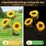 2 Pack Waterproof Solar Sunflower Garden Lights with 3 Stakes, Outdoor Decorative Lighting for Patio & Lawn | Lumora