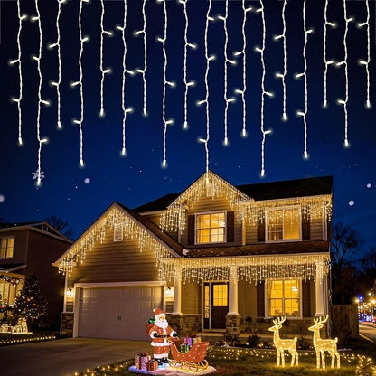 7ft Icicle Lights, 70 LED Warm White Twinkle String Light, Commercial Grade IP68 Waterproof, Soft Glow Mini LED Icicle Lights for Christmas Party, Eaves, Roofs, Xmas Holiday Indoor Outdoor Decoration