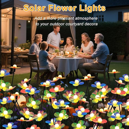 Solar Flower Lights Outdoor Waterproof 6 Pack of 32 LEDs Garden Solar Firefly Lights Decorative for Garden, Yard, Backyard