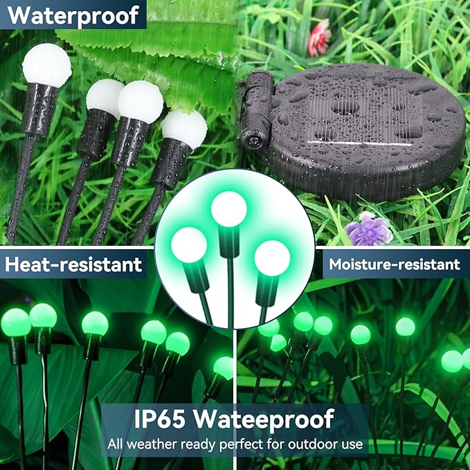 Solar Garden Lights Outdoor Waterproof, 2 Pack 16 LED Swaying Light Firefly Light Outdoor Decor Lights for Pathway | Lumora