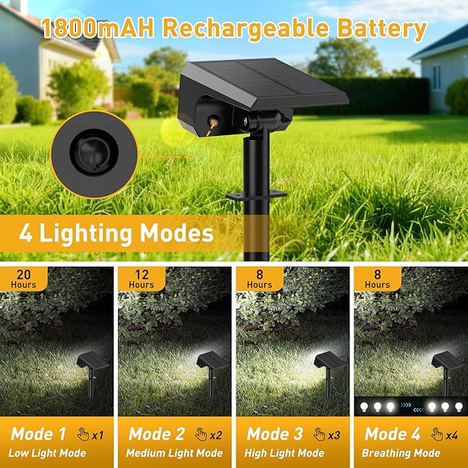 Solar Spot Lights Outdoor Waterproof IP65, [12 Pack/100 LED/4 Modes] 2-in-1 Solar Landscape Spotlights, Auto On/Off | Lumora