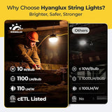 100ft Construction String Lights: 3 Prong 100w 11000lm ETL Certified Bright Industrial Outdoor Temporary Lighting | Lumora