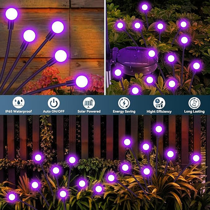 Solar Garden Lights Outdoor Waterproof, 2 Pack 16 LED Swaying Firefly Lights Outdoor Decor Light for Pathway Party Christmas Decoration, Unique Gifts for Women, Purple