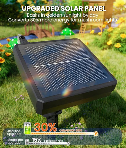 Solar Mushroom Lights Outdoor 9 Pack, Garden Outdoor Decor, 8 Lighting Modes, IP65 Waterproof, Crystal-Clear Fairy Decoration for Pathway/Yard/Flower Bed/Patio/Landscape/Backyard/Dwarf, String 30 FT