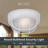 Designers Fountain Outdoor Ceiling Light, 7 Inch Oval Bulkhead Lighting Fixture with Cage Guard, Porch or Patio | Lumora