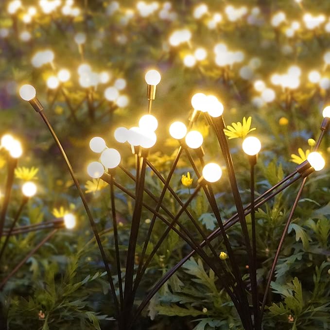 Solar Garden Lights - Pack of 4 Solar Firefly Lights Sway by Wind, Waterproof 40 LEDs Outdoor Lights, Pathway | Lumora