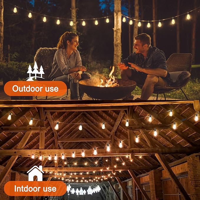 Stright Solar Powered String Light 180FT with Remote Control 8 Light Modes, Weatherproof Shatterproof ST38 LED Bulb, Total 45 Sockets, 1 to 3 Splitter cord String Lights (End to End 60FT, Total 180FT)