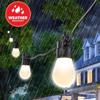 Energizer Smart RGBW+IC Outdoor String Lights, 24ft, 12 Multi-Color & White Sound Reactive LED Bulbs, IP65 Water & Weather Resistant, Voice Control with Alexa, Google, Siri, Grouping, Scheduling