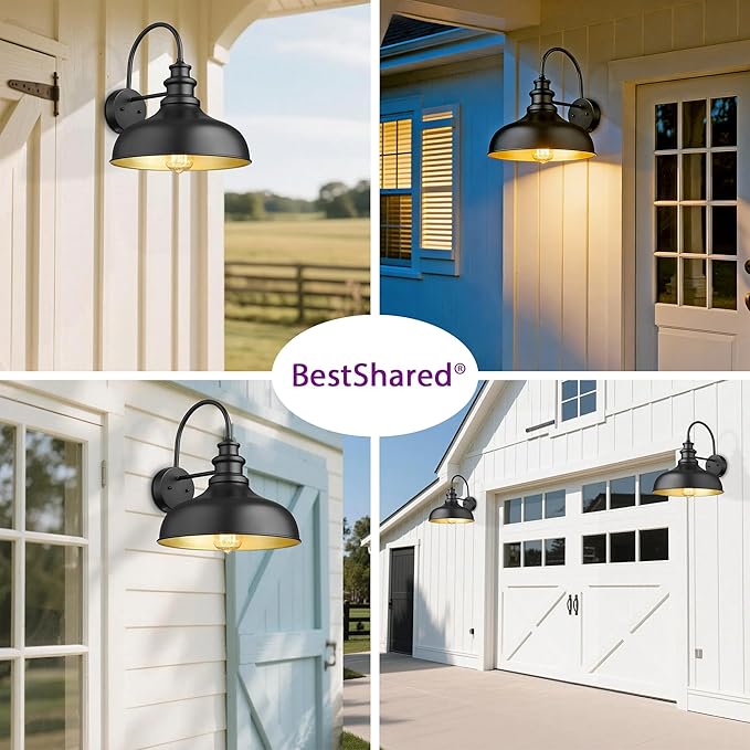 Bestshared Outdoor Barn Light,Outdoor Wall Sconce, Farmhouse Porch Wall lamp, Anti-Rust Front Door Lighting Fixture | Lumora