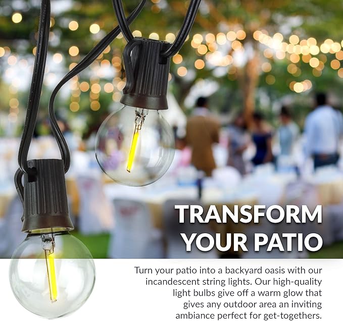 Newhouse Lighting PSTRINGLED50 Foot, 50 Socket Indoor/Outdoor String 55 LED Globe G40 (5 Free Bulbs Included) | Lumora