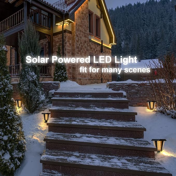 Kendal Metal Solar Post Lights Outdoor, Waterproof Decorative Solar Pillar Light, Safety Waterproof Beveled PS Panes, Warm White, Black