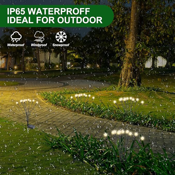 PATIKIL Solar Garden Lights - 10 LED Lamp Solar Swaying Firefly Light, Sway by Wind, Waterproof Solar Outdoor Lights for Path Landscape, Yard Patio Pathway Decoration (4PCS)