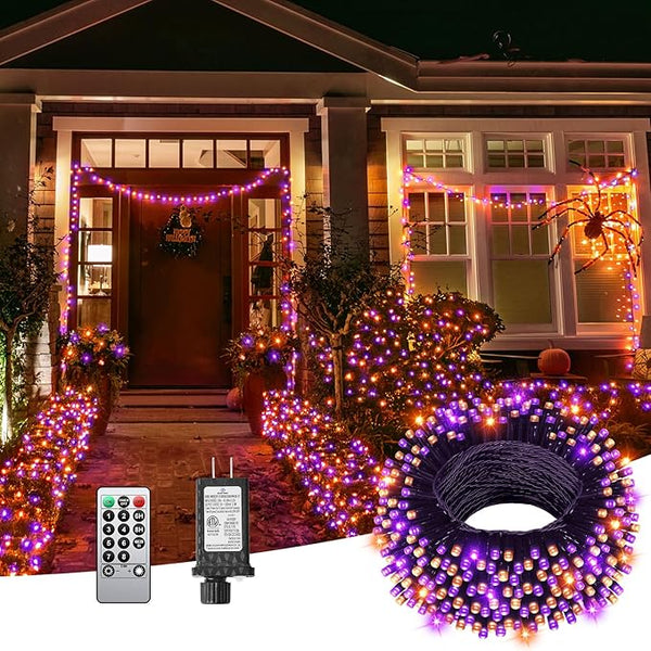 125 FT 380 LED Halloween String Lights, Outdoor Waterproof Black Wire with 8 Modes, Timer & Memory, Plug-in | Lumora