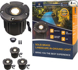Gardenreet Brass Outdoor Low Voltage Well Lights - 12V LED In-Ground Lighting, Replaceable Bulb Flush Fixture | Lumora