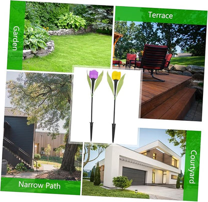 DOITOOL 2pcs Solar Led Garden Lights Design Outdoor Solar Pathway Lights for Driveway Energy Saving Auto Sensor Yellow and Colors