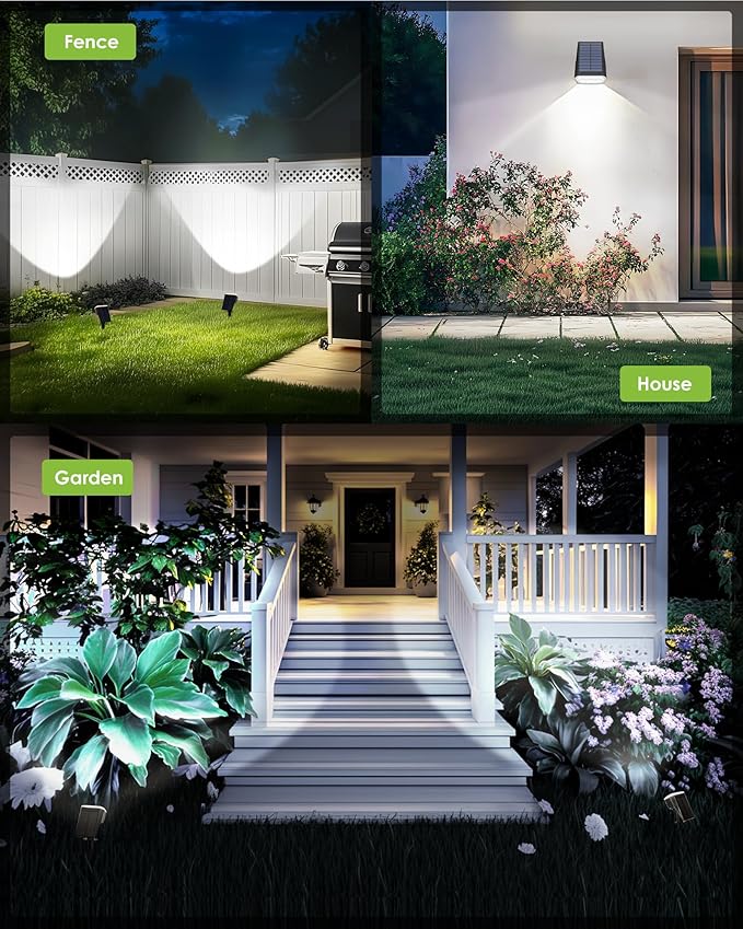 GIGALUMI Solar Spot Lights Outdoor Waterproof 6 Pack Cool White IP65, 63 LED 3 Lighting Modes Spotlights for Yard | Lumora