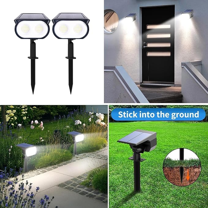 Anern Solar Lights Outdoor Waterproof IP68, 52 LED 2 Lighting Modes Solar Spot Lights Outdoor Yard Garden Landscape | Lumora
