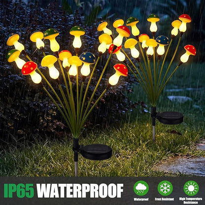 Riakrum 2 Pack Solar Mushroom Lights for Garden Decorative, 23 Inches 24 LED Waterproof Outdoor Light for Yard, Landscape, Path, Pathway, Lawn, Walkway, Driveway, Outside Backyard Decor