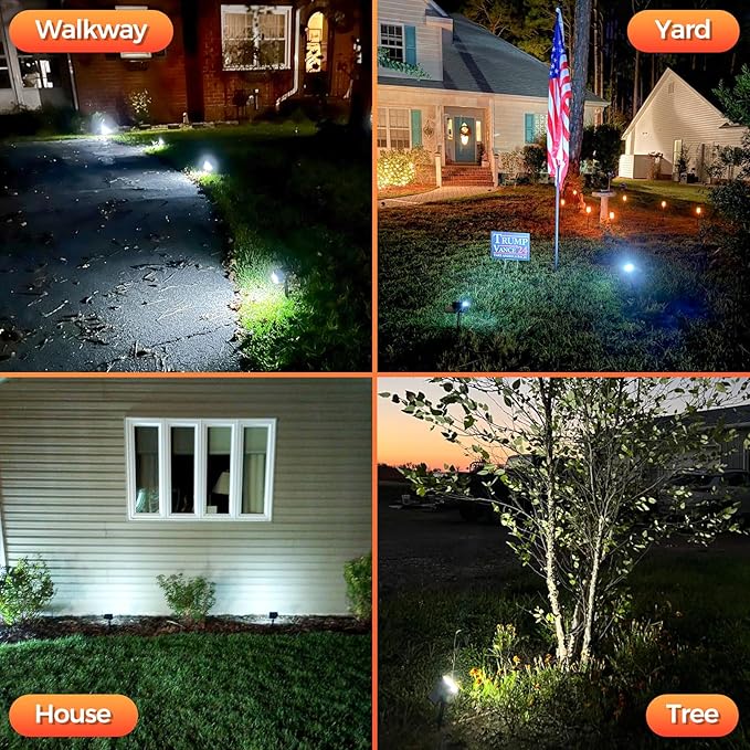 Large Solar Spot Lights Outdoor 6 Pack, 1000 Lumens High Brightness, IP67 Waterproof Solar Spotlight with 92 LEDs, Dusk to Dawn Solar Landscape Lights for Yard, Garden, Plants (Cool White)