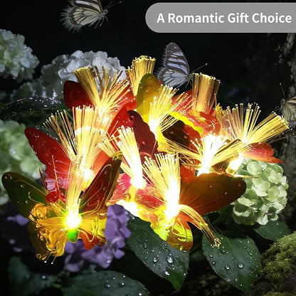 Solar Butterfly Lights 10 Heads 3 Pack - Outdoor Waterproof, No Wiring Needed,Garden Yard Patio Pathway Decoration, Warm White, Swaying in Wind, Romantic Atmosphere Lights (3, Butterfly)