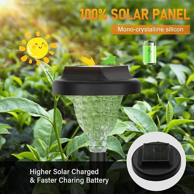 8 Pack Solar Pathway Lights RGB Color Changing and 8 Packs Solar Ground Lights Warm Light