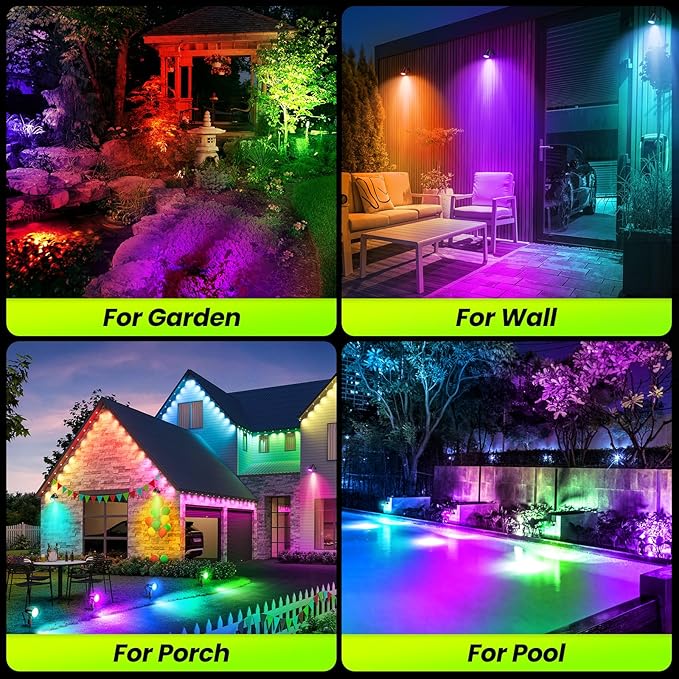 ZZXX 20W RGB Outdoor Spotlight Halloween 120V Color Changing Landscape Lights Waterproof LED Multicoloured | Lumora