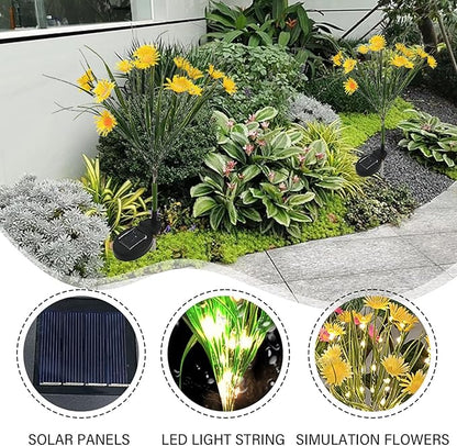 Solar Daisies Flower Stake Lights for Yard Decor, 42 LED Outdoor Waterproof Daisy Shaped Solar Light for Garden Pathway Light Cemetery Grave Porch Walkway 4th of July Decorations