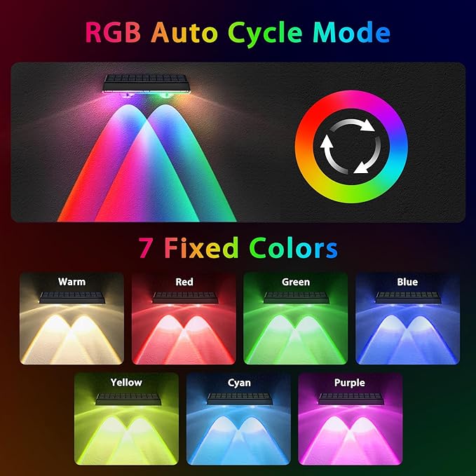 Solar Fence Lights Outdoor, 8-Pack 120LM Fence Lights Solar Powered, IP67 Waterproof Dusk to Dawn Auto On/Off 12+ Hours for Outside/Backyard/Wall/Step/Patio/Deck/Pool (Warm White & RGB 7 Colors)