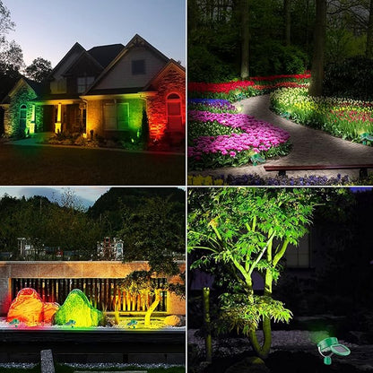 Solar Landscape Light, Color Changing Outdoor Path Lights Garden Plants Uplights Spotlight Indoor, Solar Motion Sensor Light Waterproof for Yard Pathway Step