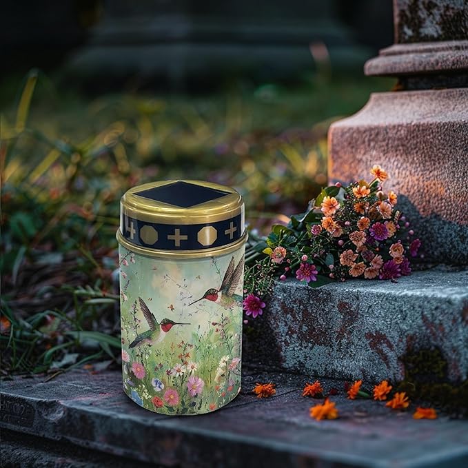 Outdoor Solar Lights Cemetery Solar Lights for Grave,LED Lantern Solar Garden Stake Lights Solar Powered Fairy Lights for Outside Solar Walkway Lights for Women Ladies,Warm White