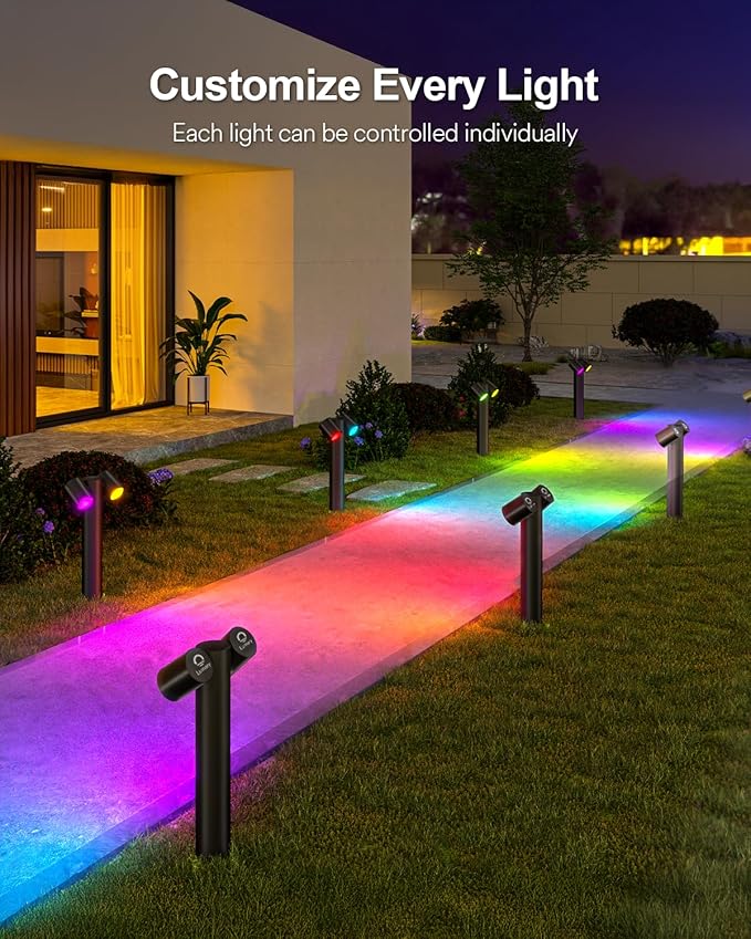 Lumary Smart Pathway Lights Pro 700LM, RGBAICW Color Changing Landscape Lights with 8 Adjustable 355° Spot Lights | Lumora