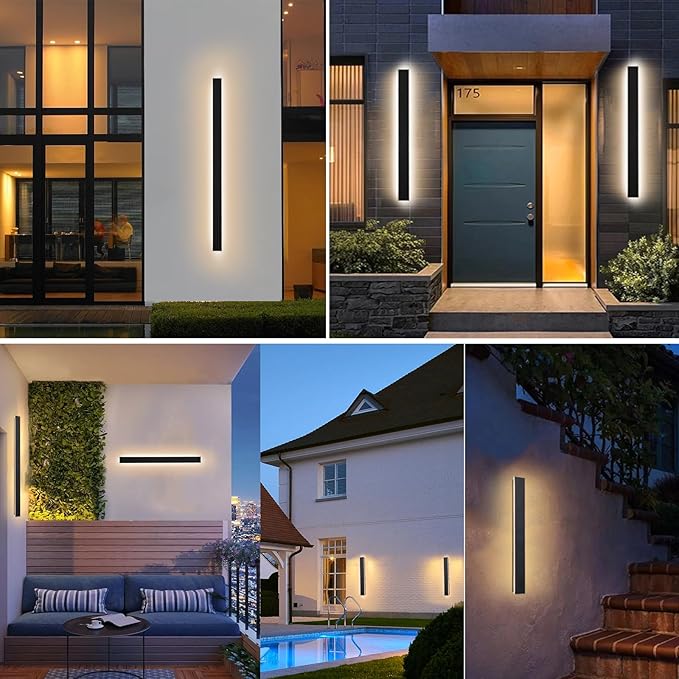 2 Pack Long Outdoor Wall Light 47.24 Inch Waterproof Ip65 Linear Wall Sconce, 38W Rectangular Frosted White Acrylic | Lumora