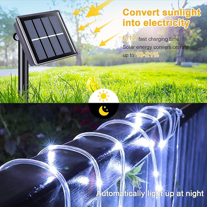 JMEXSUSS 200 LED Solar Rope Lights for Pool, 72ft 8 Modes Solar Rope Lights Outdoor Waterproof LED Solar Powered | Lumora