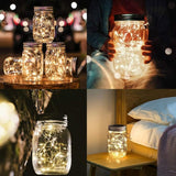 Urvoix Solar Mason Jar Lights - 8 Pack 30 LED Solar Fairy Lights Outdoor, Waterproof Mason Jar Lids Lights Solar | Lumora