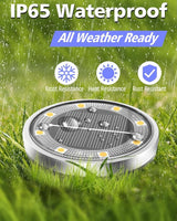 Solar Lights Outdoor Waterproof, 26 Pack 8 LED, Thickened Stainless Steel Ground Light, Solar Garden Lights | Lumora