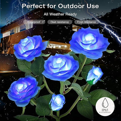 TYNLED Outdoor Solar Garden Stake Lights,Upgraded LED Solar Powered Light with 6 Rose Flowers, Waterproof Solar Decorative Lights for Patio Pathway Courtyard Garden Lawn