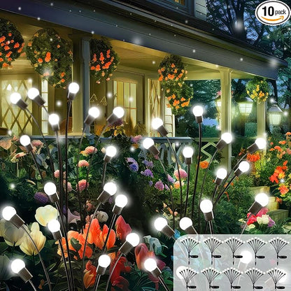 2026 Upgraded Solar Lights Outdoor, 10 Pack Solar Garden Lights with 2 Modes, Firefly Light Outdoor Waterproof, Sway by Wind, Twinkle Firefly Light for Yard Patio Path Garden Decoration (Cool White)