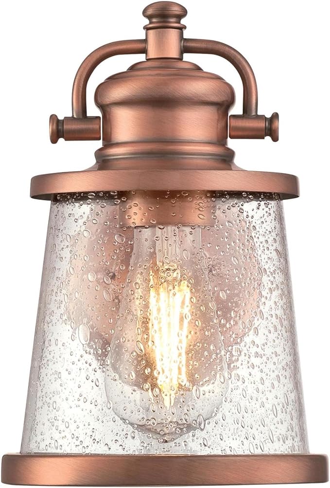 Westinghouse 6361000 Emma Jane One-Light, Washed Copper Finish with Clear Seeded Glass Outdoor Wall Fixture, White