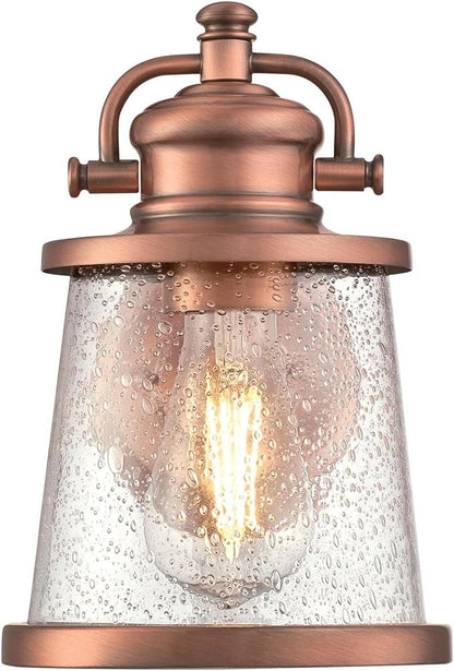 Westinghouse 6361000 Emma Jane One-Light, Washed Copper Finish with Clear Seeded Glass Outdoor Wall Fixture, White