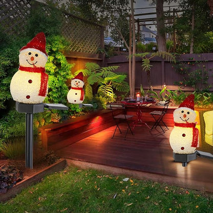 Christmas Solar Pathway Lights, Outdoor Water Proof LED Solar Energy Saving Snowman Christmas Garden Light for Lawn Courtyard Decoration