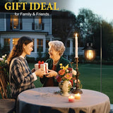 pearlstar 2 Pack Solar Lights Outdoor, Hanging Solar Lanterns with Edison Bulb and 2 x 32 Inch Shepherd Hooks | Lumora
