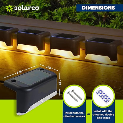 Solar Deck Lights Outdoor, Solar Step Lights Waterproof Led for Outdoor Stairs, Gutter Lights, Step, Fence, Yard, Patio, and Pathway (Warm White) (16 Packs)