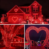 QITONG Red Valentine Solar String Lights, 2 Pack Each 66ft 200 LED Christmas Lights Outdoor Waterproof, 8 Modes | Lumora