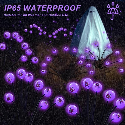 Halloween Decorations Solar Outdoor Lights,2PACK 20LED Solar Scary Eyeball Halloween Pathway Lights,Waterproof Purple Solar Lights Outdoor for Horror Decor/Patio/Garden/Yard/Party/Lawn