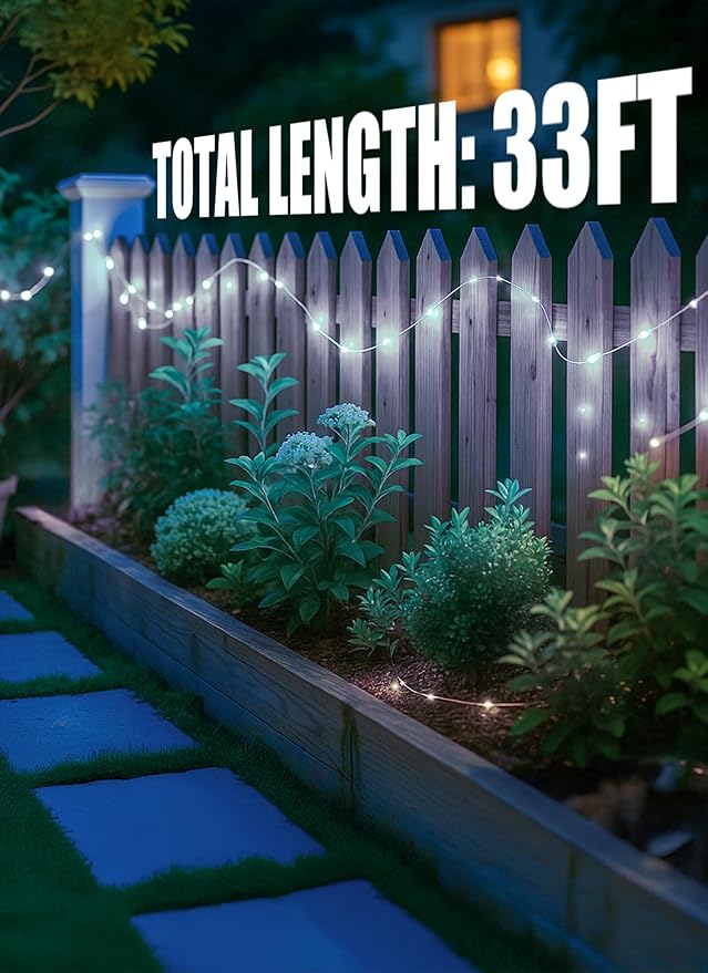 Minetom Solar String Lights, 2 Packs Total 66Ft 200 LED Solar Fairy Lights, Waterproof - Decorative Outdoor Light | Lumora