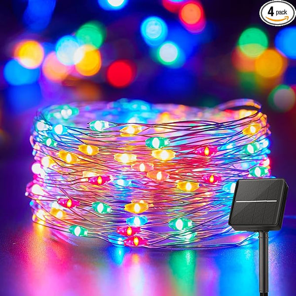 Minetom Solar String Lights for Outside, 33Ft 100 LED Outdoor Solar Fairy Lights, 8 Modes Balcony Lights for Tree | Lumora
